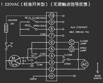 220VAC標(biāo)準(zhǔn)開(kāi)關(guān)型<a href='http://txtmm.cn/Product/diefa/diandongdiefa/' target='_blank'>電動(dòng)<a href='http://txtmm.cn/Product/diefa/' target='_blank'>蝶閥</a></a>接線圖