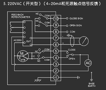 220VAC開(kāi)關(guān)型<a href='http://txtmm.cn/Product/diefa/diandongdiefa/' target='_blank'>電動(dòng)<a href='http://txtmm.cn/Product/diefa/' target='_blank'>蝶閥</a></a>接線圖