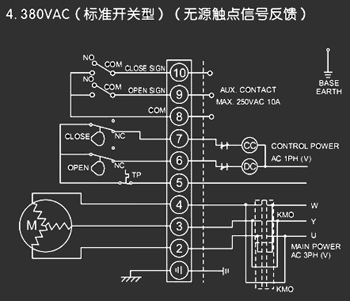 380VAC標(biāo)準(zhǔn)開(kāi)關(guān)型<a href='http://txtmm.cn/Product/diefa/diandongdiefa/' target='_blank'>電動(dòng)<a href='http://txtmm.cn/Product/diefa/' target='_blank'>蝶閥</a></a>接線圖