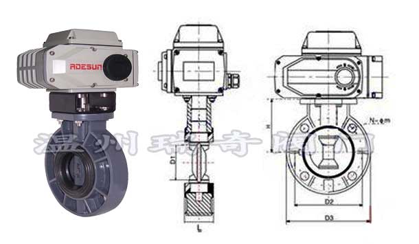 UPVC電動蝶閥結(jié)構(gòu)尺寸圖